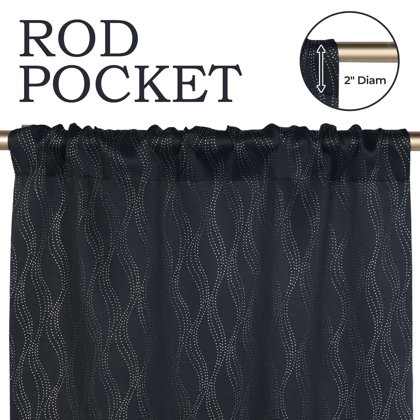Zuri Textured Waves Room Darkening Blackout Curtains. Set of 2