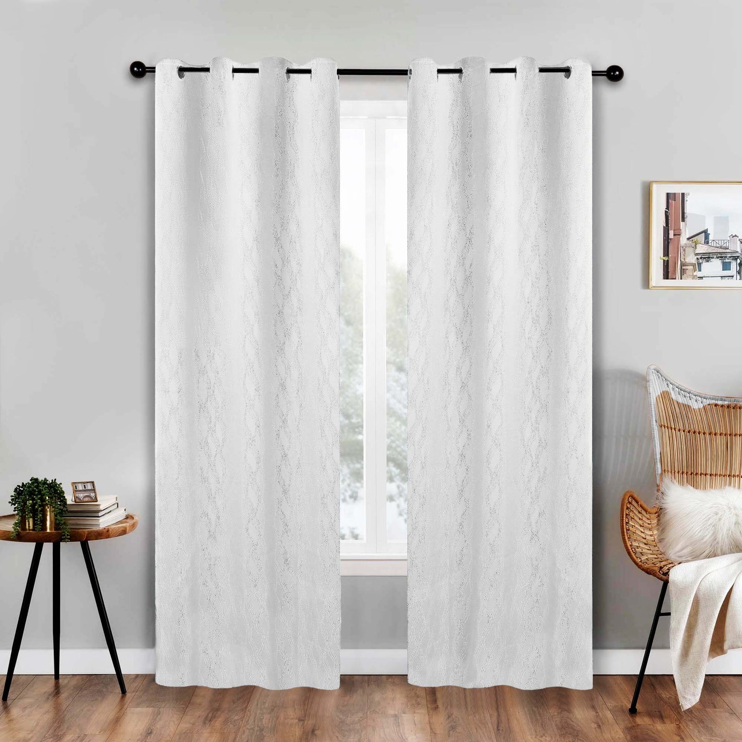 Zuri Textured Waves Room Darkening Blackout Curtains. Set of 2