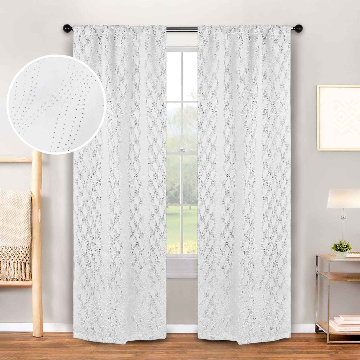 Zuri Textured Waves Room Darkening Blackout Curtains. Set of 2