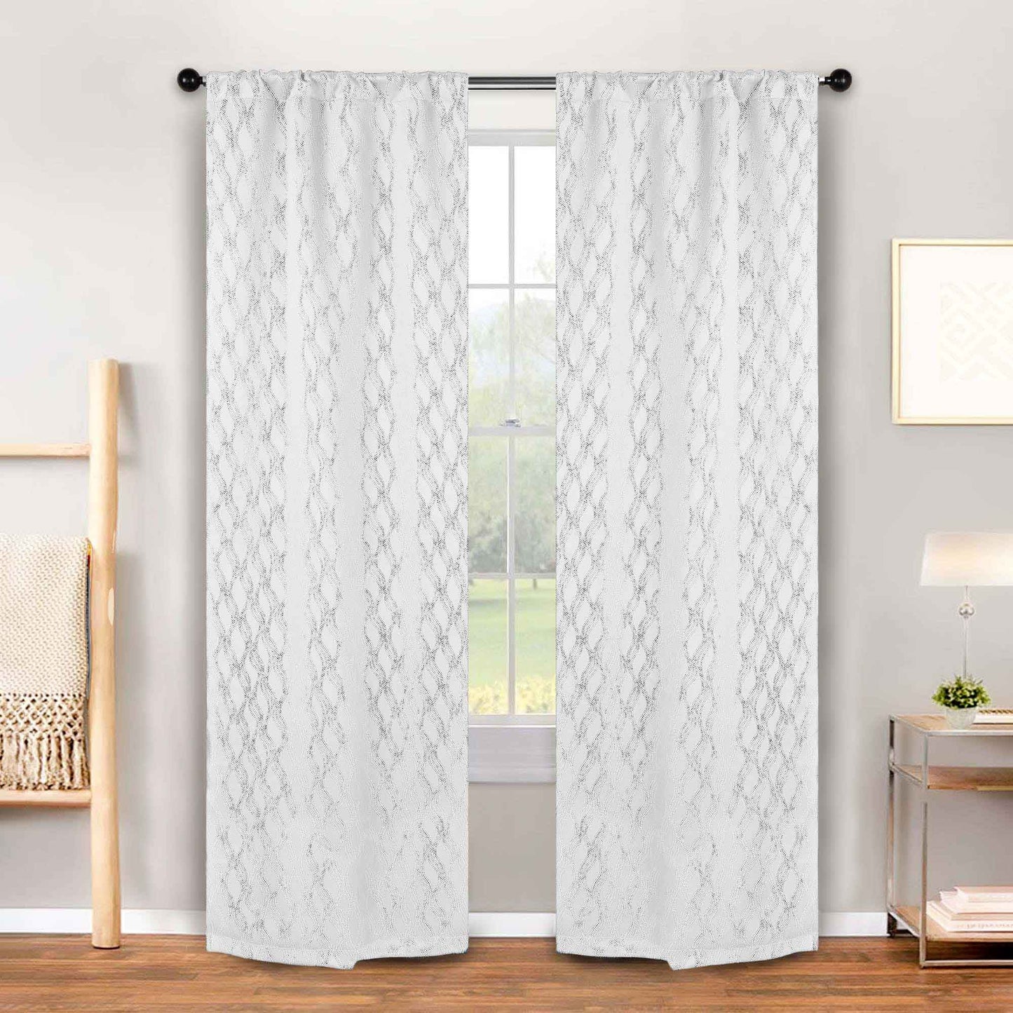 Zuri Textured Waves Room Darkening Blackout Curtains. Set of 2